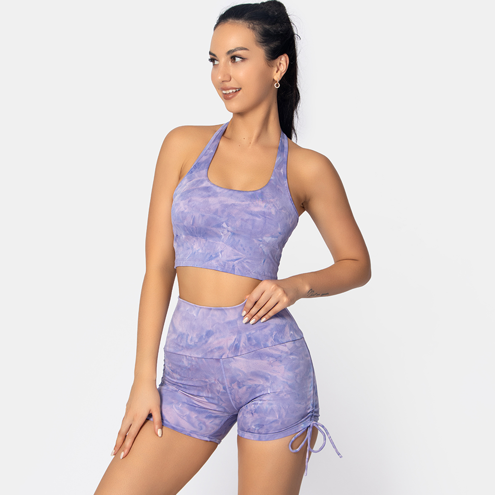  Tie-Dye Womens Workout Sets 2 Piece - Seamless Acid Wash Yoga Outfits Shorts and Crop Top Matching Gym Athletic Clothing Set