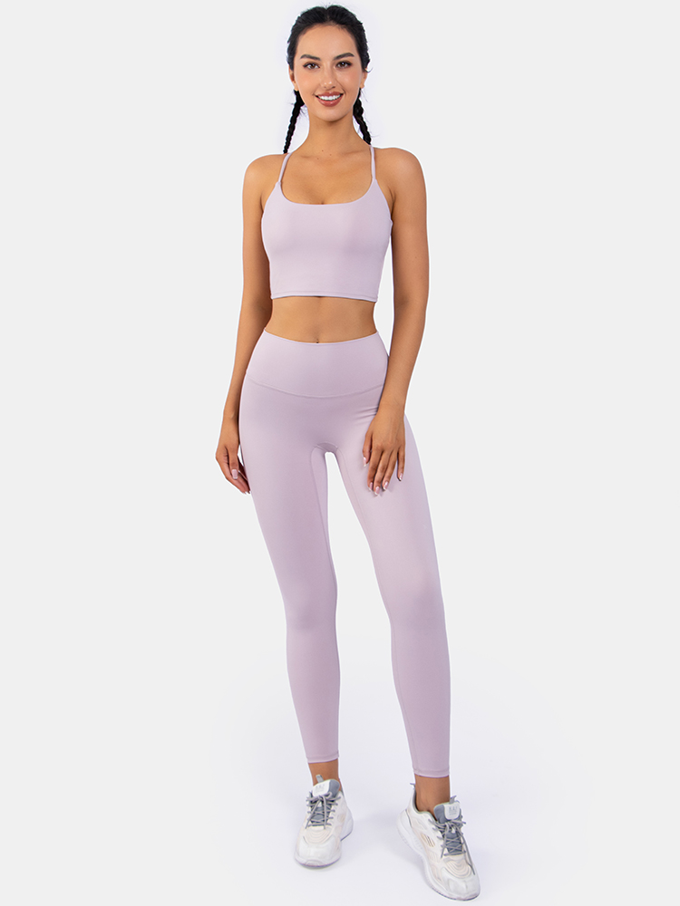 Womens Seamless Workout Sets Racerback Sports Bra Crop Tank Top High Waist Leggings 2 Piece Gym Yoga Outfits
